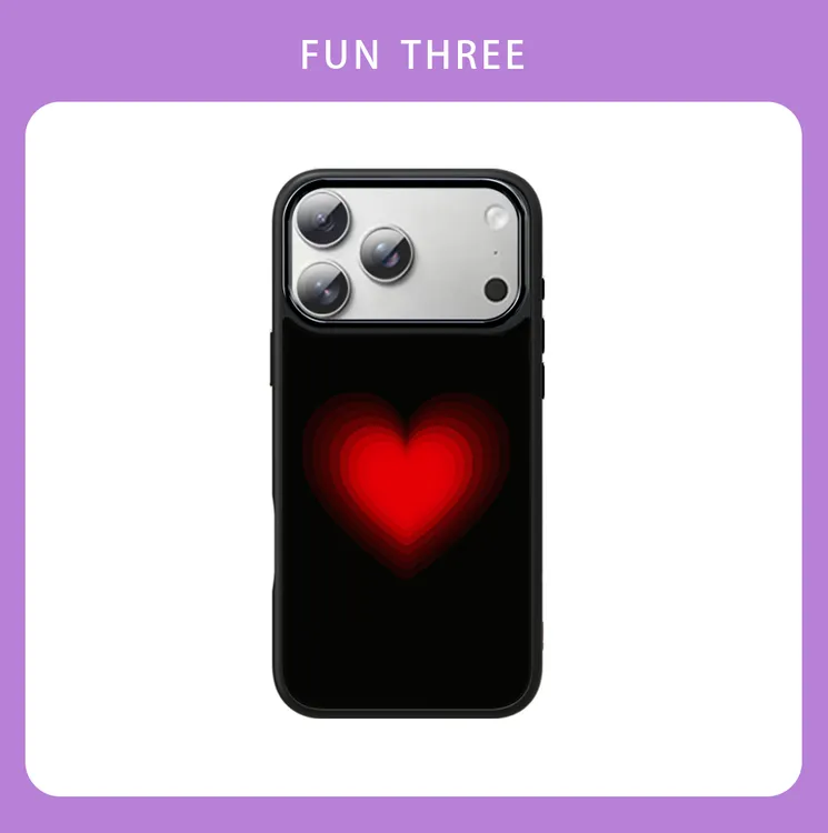 新款黑边爱心4D幻栅用于iphone17/16/pro/Max磁吸手机壳创意游戏