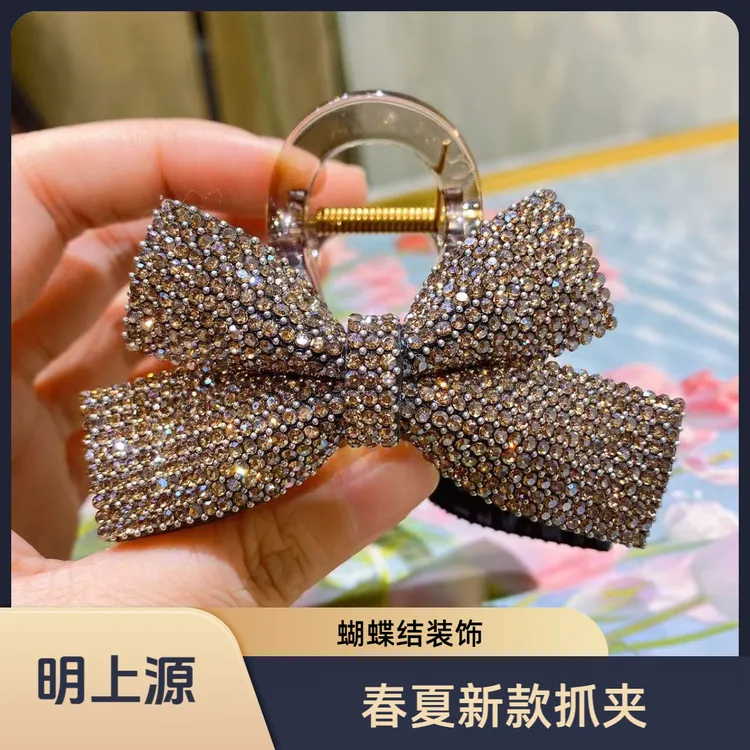 M1697春夏2025新款蝴蝶结8厘米抓夹金色魅影抓夹2025新款超洋气