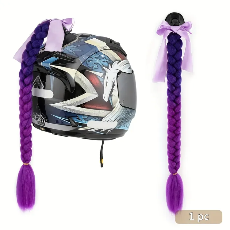 电动摩托车头盔装饰辫子外卖骑手头盔麻花辫（不含头盔）