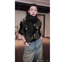 绿色拼接镂空 山羊绒 羊绒衫针织衫 MY0620