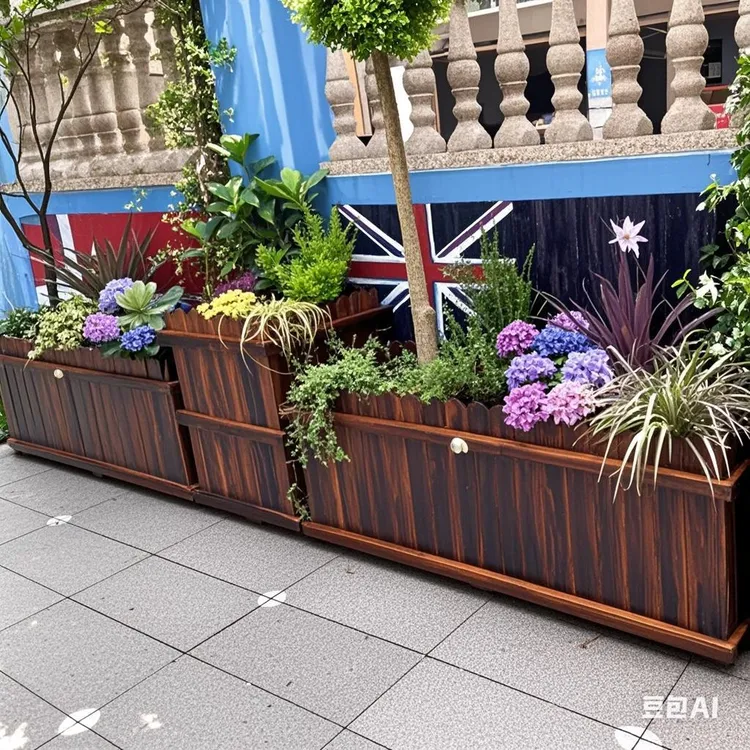 防腐木花箱户外长方形种植箱室内阳台园艺庭院实木家用花盆