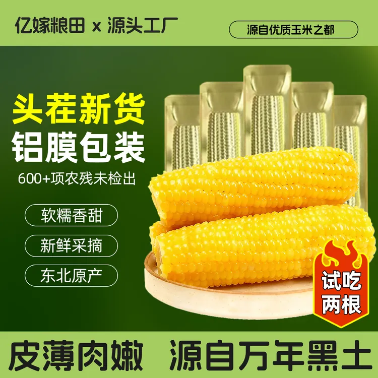 【试吃两根】2025头茬东北吉林四平黄糯玉米真空包装10根整箱5斤