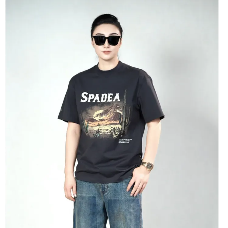 黑桃A系列男士时尚微廓形短袖53DT358秋冬款男装短袖T恤宽松百搭