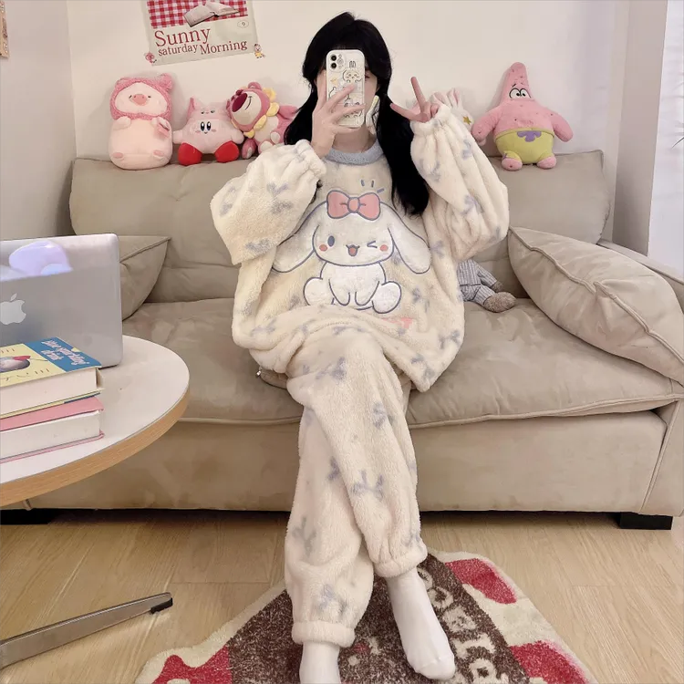 珊瑚绒睡衣女款爆款2025新款秋冬季加绒加厚胖mm加大码家居服套装