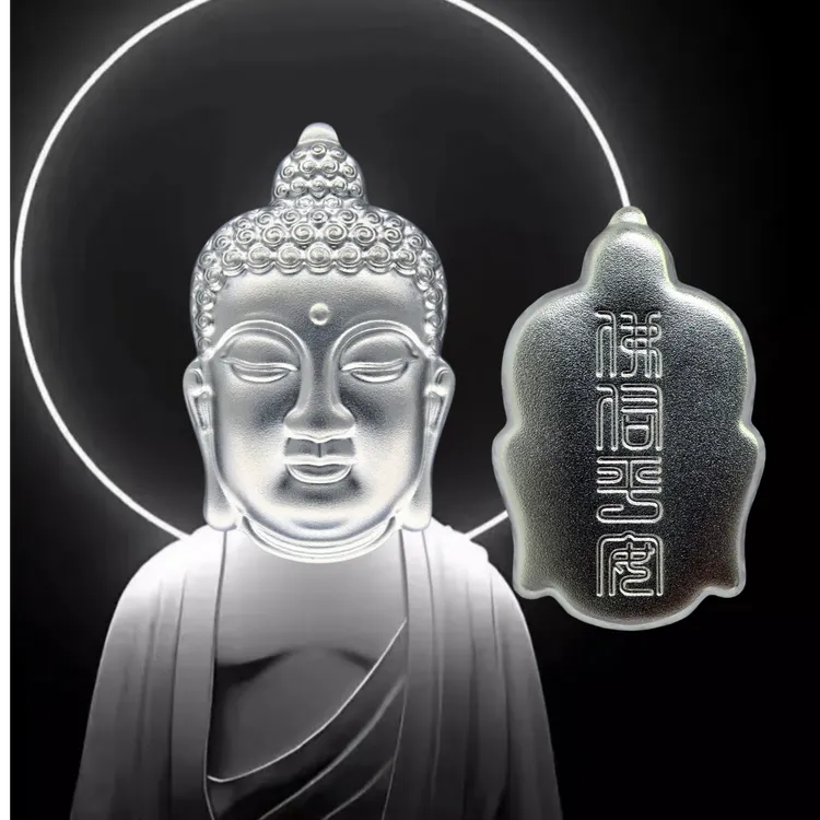 吊坠足银 足银999 古法佛佑平安吊坠 空心精工国风银饰