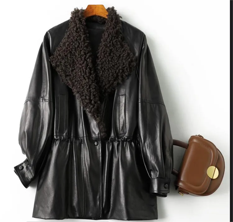 ［琥珀耀眼］植鞣绵羊皮羽绒服