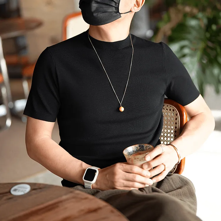 秋季男士百搭时尚舒适圆领打底衫美式复古风潮流轻奢高级感针织衫