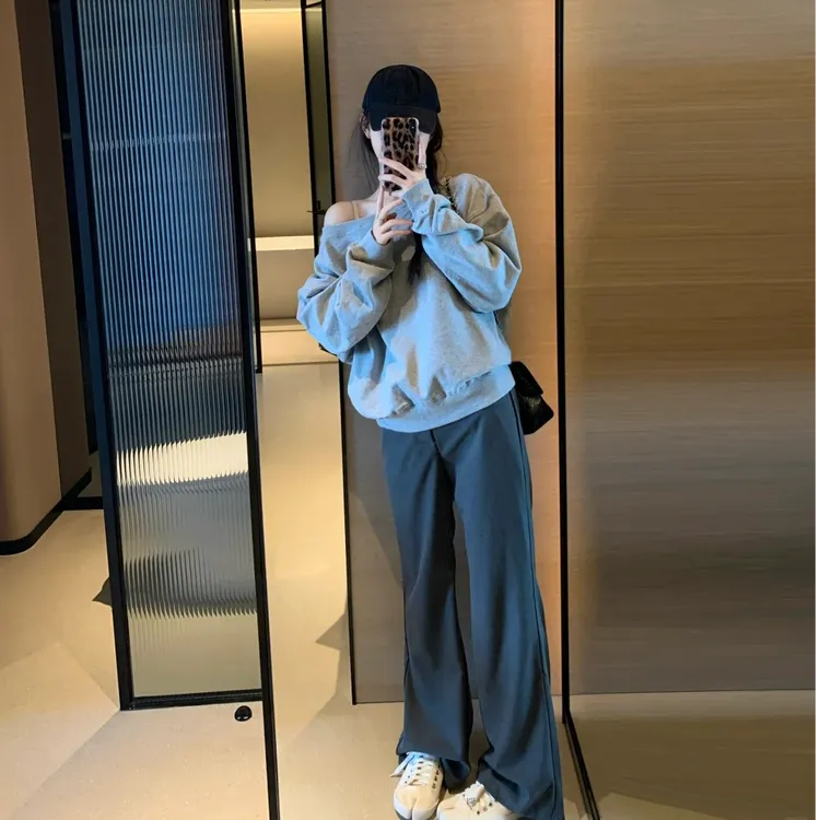 2025春季新款时尚休闲裤气质显瘦洋气休闲百搭宽松直筒长裤阔腿女