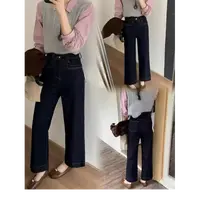 薇莎6895【现货】九分弹力直筒牛仔裤