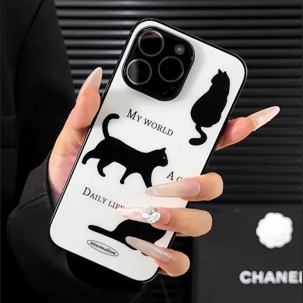 优雅猫咪适用IPHONE17PROMAX手机壳苹果16P创意保护套华为P80简约