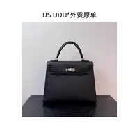 A174 黑色银扣凯莉25外缝法羊皮手提包1216/D014