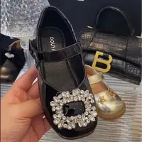 6212闪闪方糖黑色漆皮亮面公主鞋