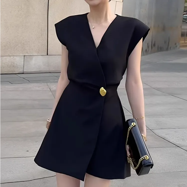 夏季减龄女2025新款洋气V领无袖上衣高级感连体裤套装SHBZX641408