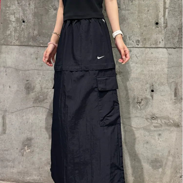【滔搏联动】耐克系带高腰女士纯色做旧简约不规则半身裙IH9275-010