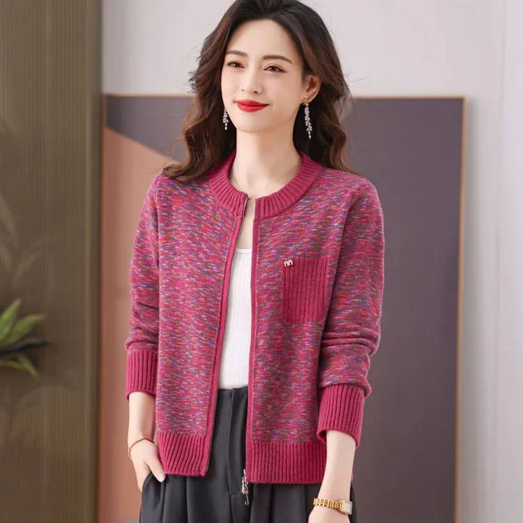 洋气时尚春秋短款外套休闲百搭针织开衫韩版女士宽松外披毛衣减龄