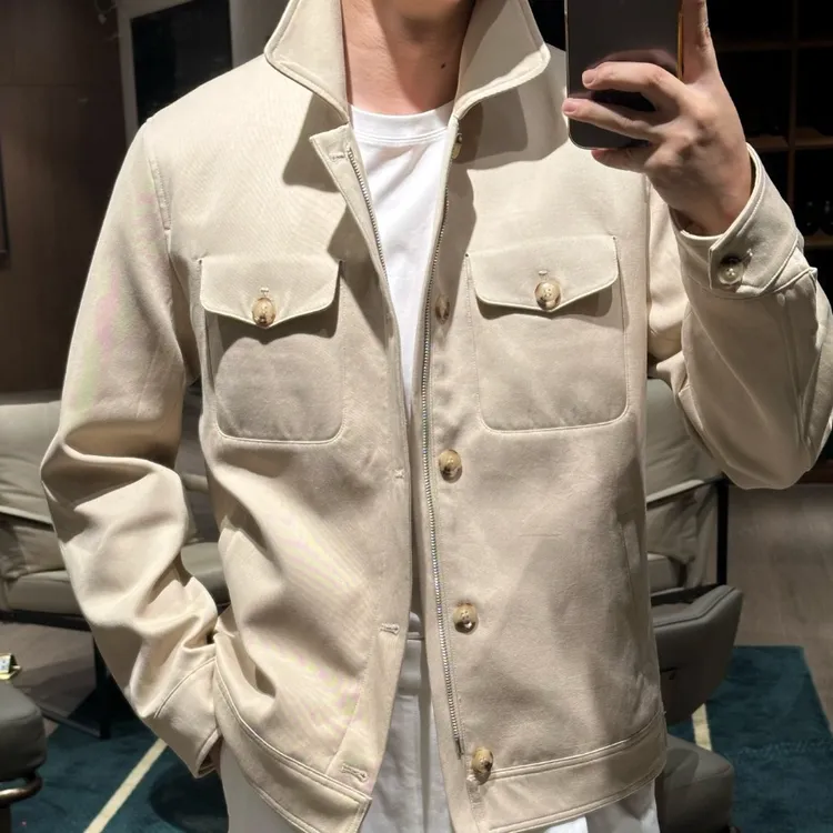 PEONIA ROSSA男士华达呢休闲短款翻领猎装夹克外套