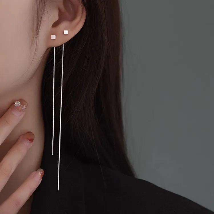 合金耳饰 耳线2025新款爆款高级感秋冬轻奢耳链长款流苏耳环耳饰