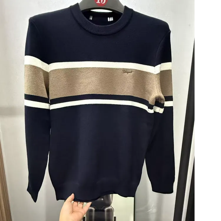 【H家直接下单】新款秋冬针织衫圆领长袖加厚条纹撞色毛衣