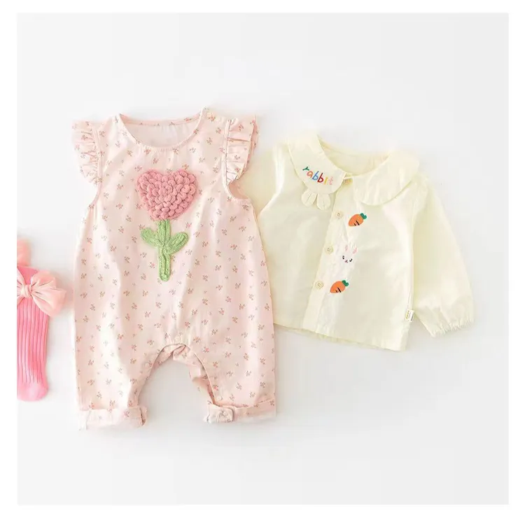 新生婴幼儿衣服女宝连体衣纯棉春季套装公主风碎花洋气韩版两件套