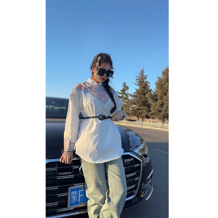 民族风新款拼接衬衫