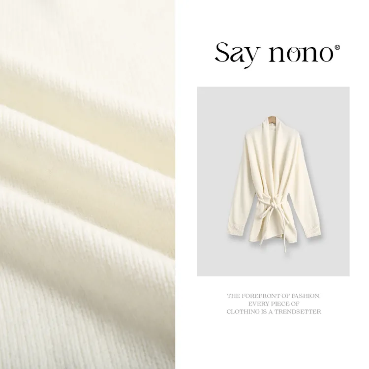 懒猫nono│Saynono 全羊毛文艺风青果领绑带开衫/SS26662