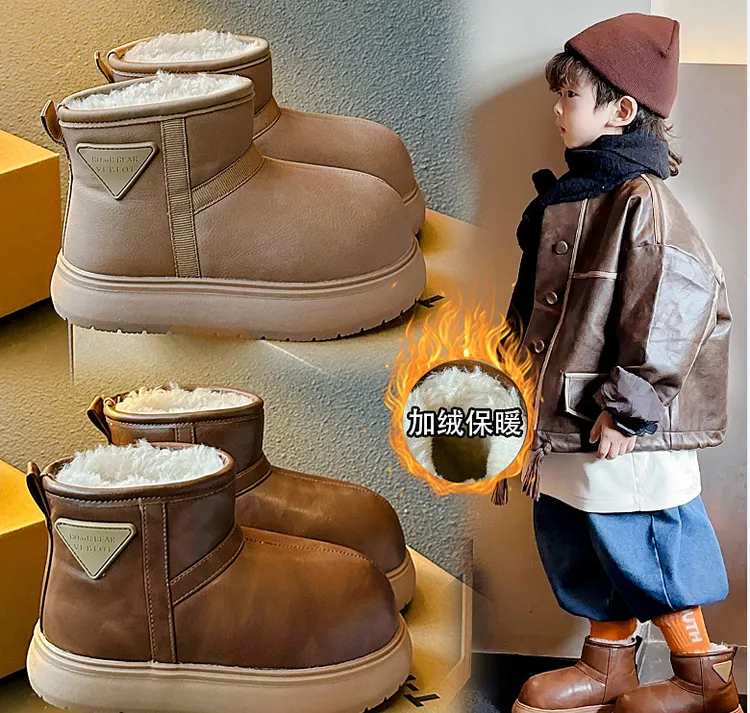 【曼秀如】2025冬季儿童雪地靴森系休闲冬季加绒防滑加厚保暖雪地靴