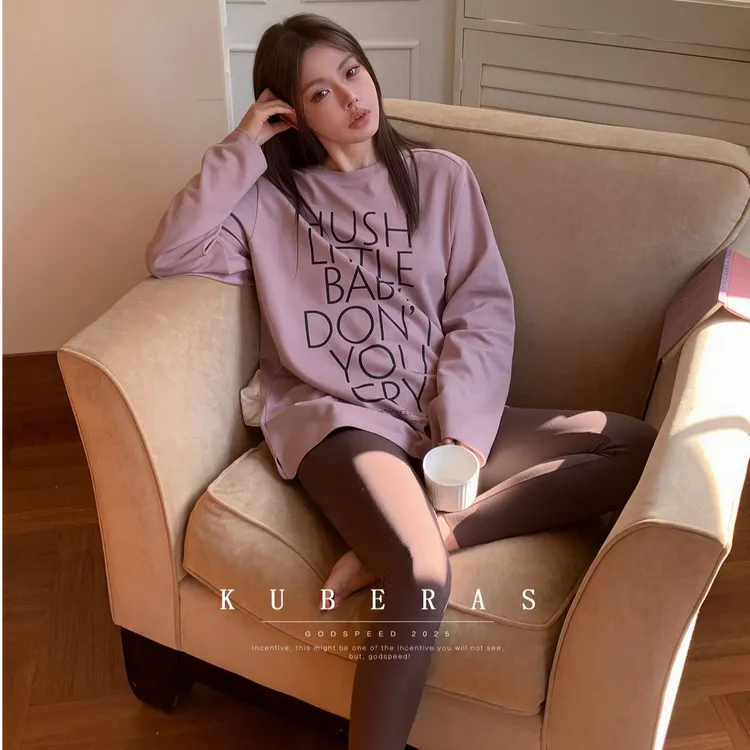 2025早春新款时尚打底T恤气质显瘦洋气休闲百搭宽松圆领套头上衣