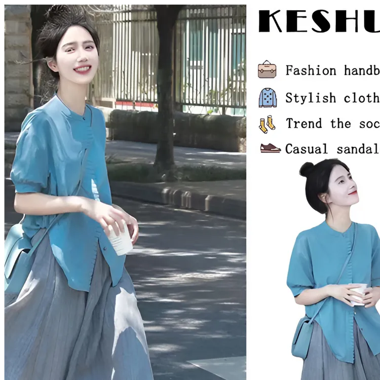 夏季女装法式桔梗奶茶盐系多巴胺穿搭一整套连衣裙子高级感两件套