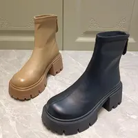 时尚百搭马丁靴粗跟厚底短靴秋冬瘦瘦靴9176