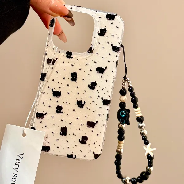 波点脚丫黑猫适用苹果手机壳华为vivo小米荣耀oppo红米全包可爱女