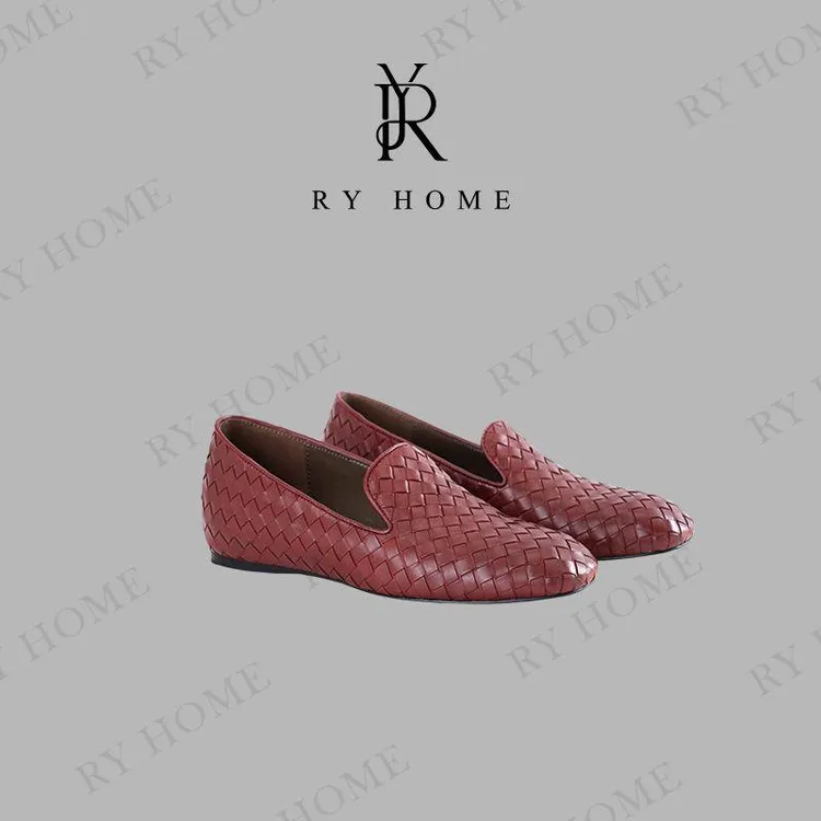 【容雨RYHOME】英伦风真皮编制一脚蹬懒人乐福鞋243X1231