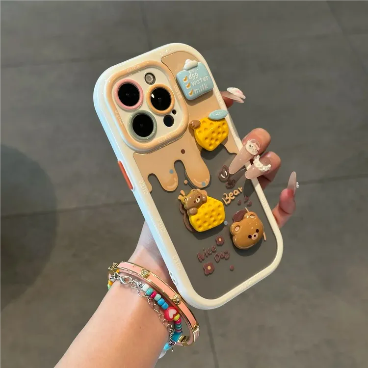 适用苹果17/16爱小熊贴件手机壳小米17/15新款华为Pura80/70全包