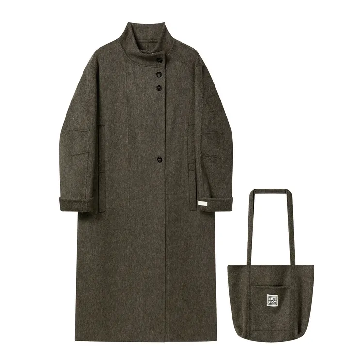 羊城故事-法式复古绵羊毛毛呢外套女配包包高级感西装大衣25022