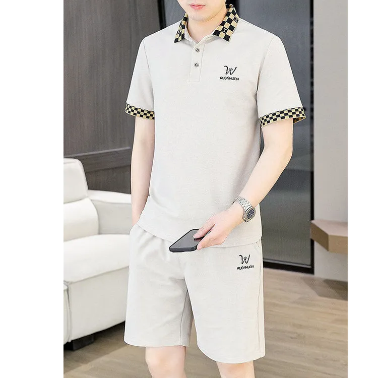 弗基马奇Polo衫短袖套装男夏季潮流百搭短裤男士休闲运动两件套