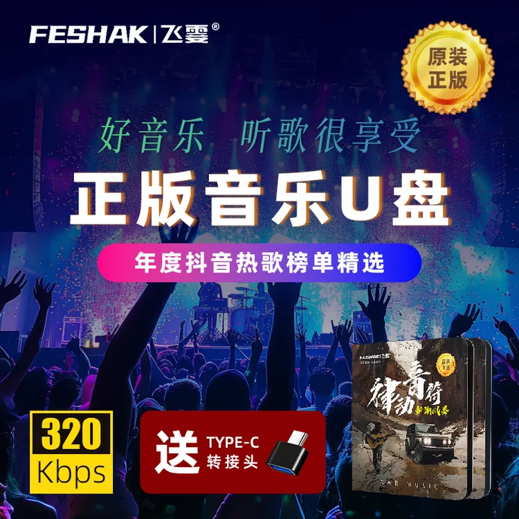 FESHAK/飞霎2025新款正版车载音乐u盘歌曲伤感情歌优盘中文DJ舞曲