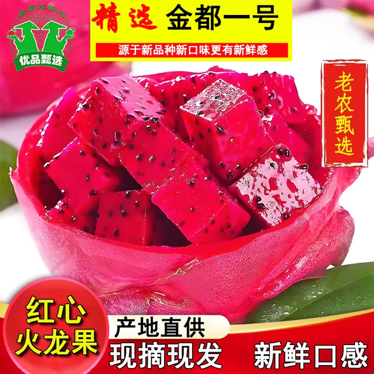 广东红心火龙果现摘现发新鲜应季皮薄肉厚口感软糯清甜水果