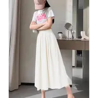 8976-冰丝半身裙（白色）多褶裙