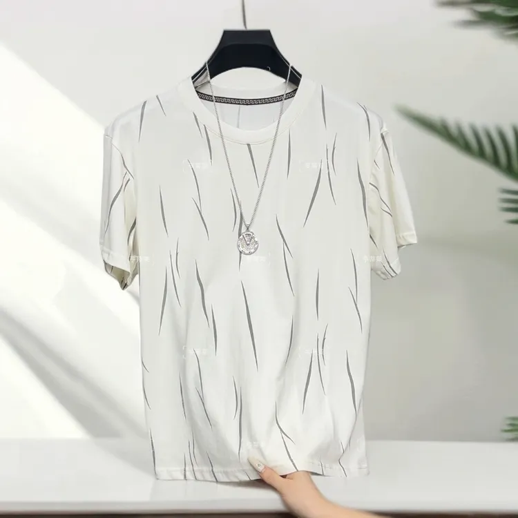 Hentillai夏季短袖T恤男士脏脏扎染印花潮流时尚百搭宽松圆领半袖