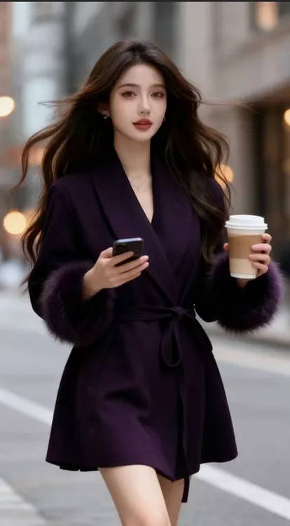 秋冬名媛女翻领羊毛大衣双面网红大衣
