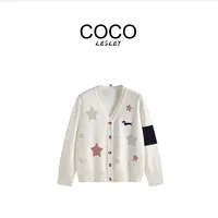【COCO LESLEY】羊毛星星烫钻刺绣小狗针织开衫毛衣msl841