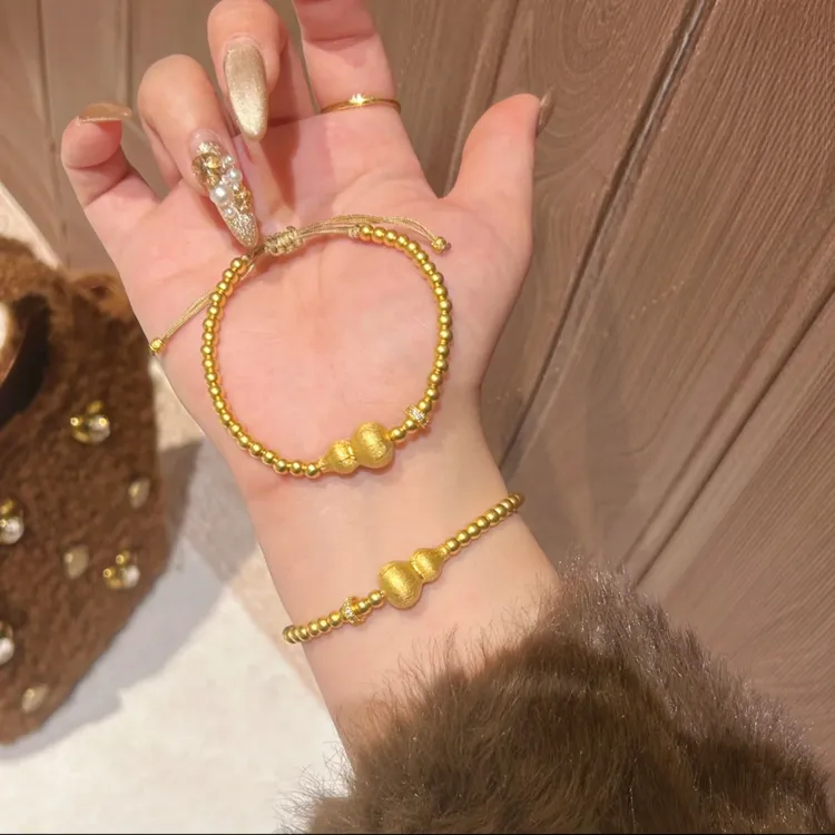铜合金手链 新中式国潮金色拉丝葫芦手链女士精美气质百搭不掉色