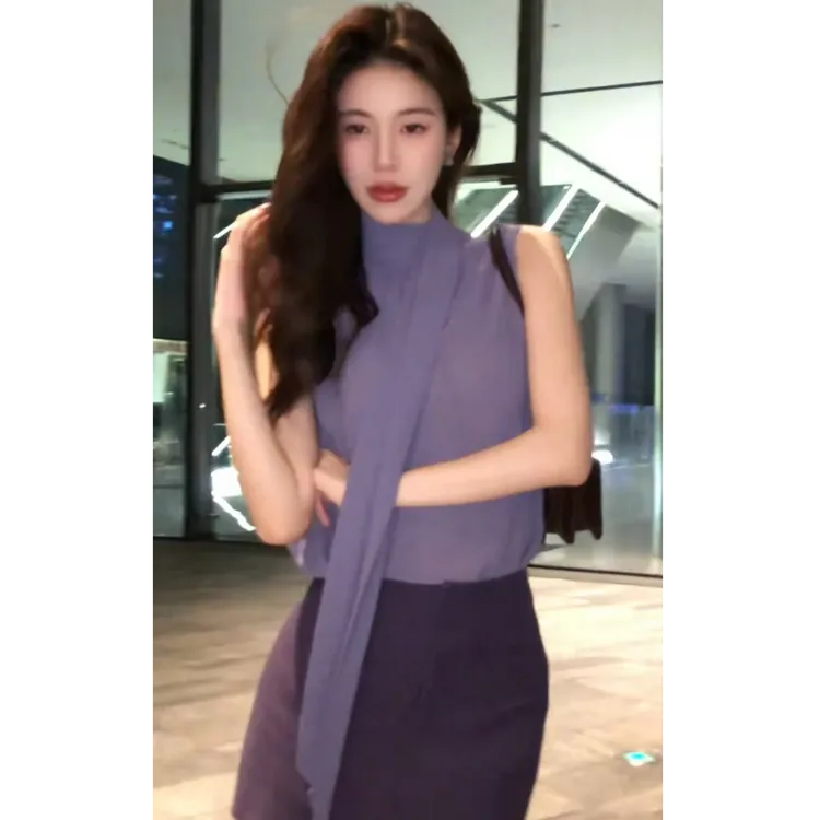 AMI.FS  2025夏季新款设计感辣妹性感氛围感无袖上衣短裙两件套