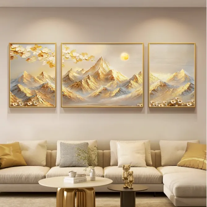 【如意金山】新款客厅装饰画山水高档沙发背墙装饰画大气挂画装饰画