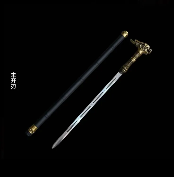 【龙头拐杖剑】精钢寒光剑传统淬火工艺品摆件轨道钢收藏车载未开刃