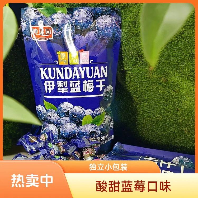 新疆酸甜蓝莓干408g坤达园新疆伊犁蓝莓干追剧解馋小零食蓝莓李果