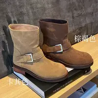 【YKL】秋冬必备 小众韩风复古麂皮侧扣设计软底短靴