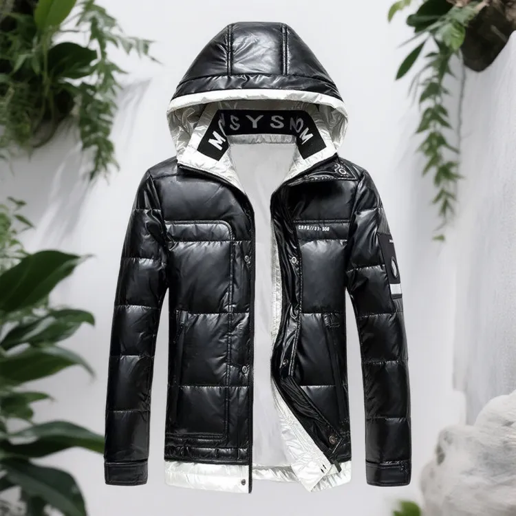 诺顿雷斯潮牌亮面防水免洗男士羽绒服冬季新款白鸭绒面包服厚外套