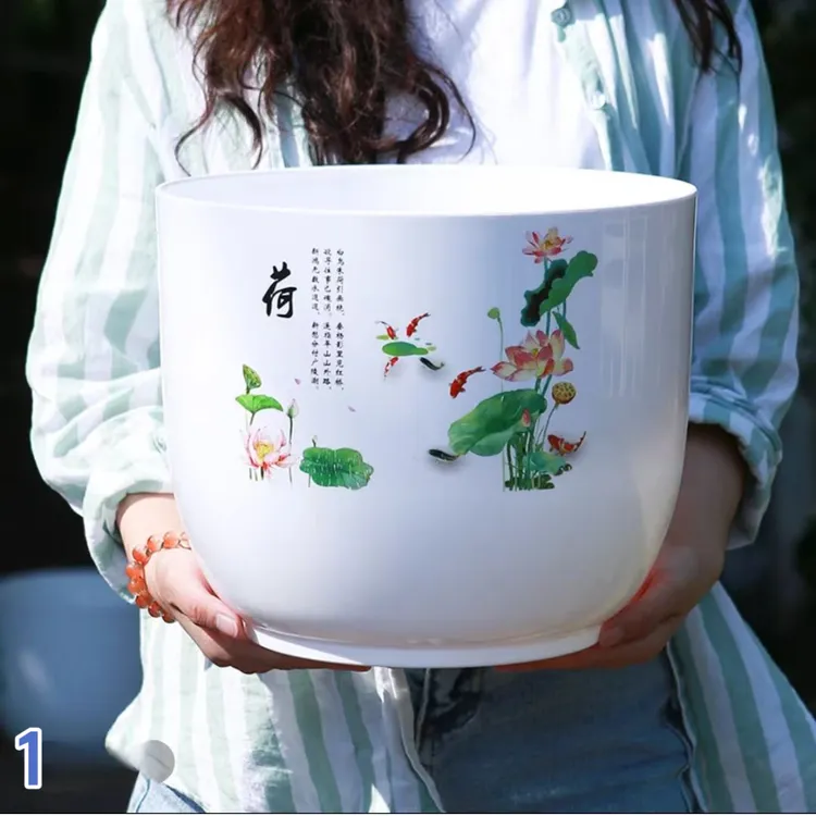 睡莲专用盆无孔荷花盆塑料仿陶瓷树脂荷花睡莲碗莲水培植物专用盆