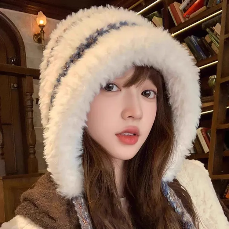 s无毛球百搭女士帽子冬季多巴胺保暖毛线帽秋冬护耳帽雷锋帽时尚
