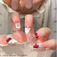 【Kitty少女】手工穿戴甲法式猫眼蝴蝶结设计显白高级可拆卸